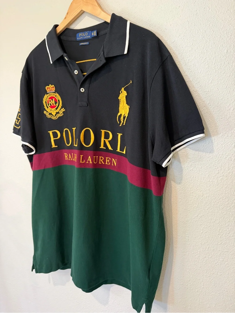 Ralph Lauren POLORL Big Pony Custom Slim Fit Colorblock Polo Shirt